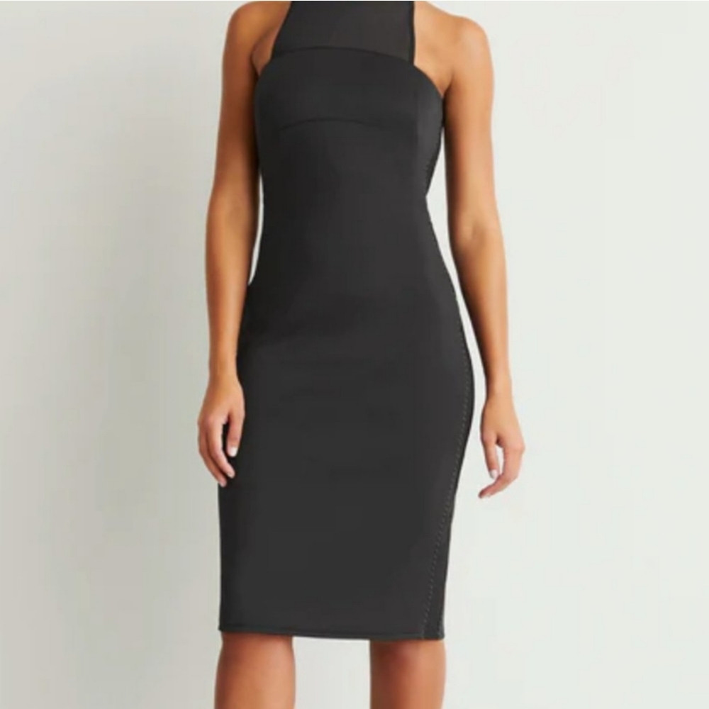 NWT GSTQ Zip Back Scuba Black Sleeveless Dress - Picture 2 of 9